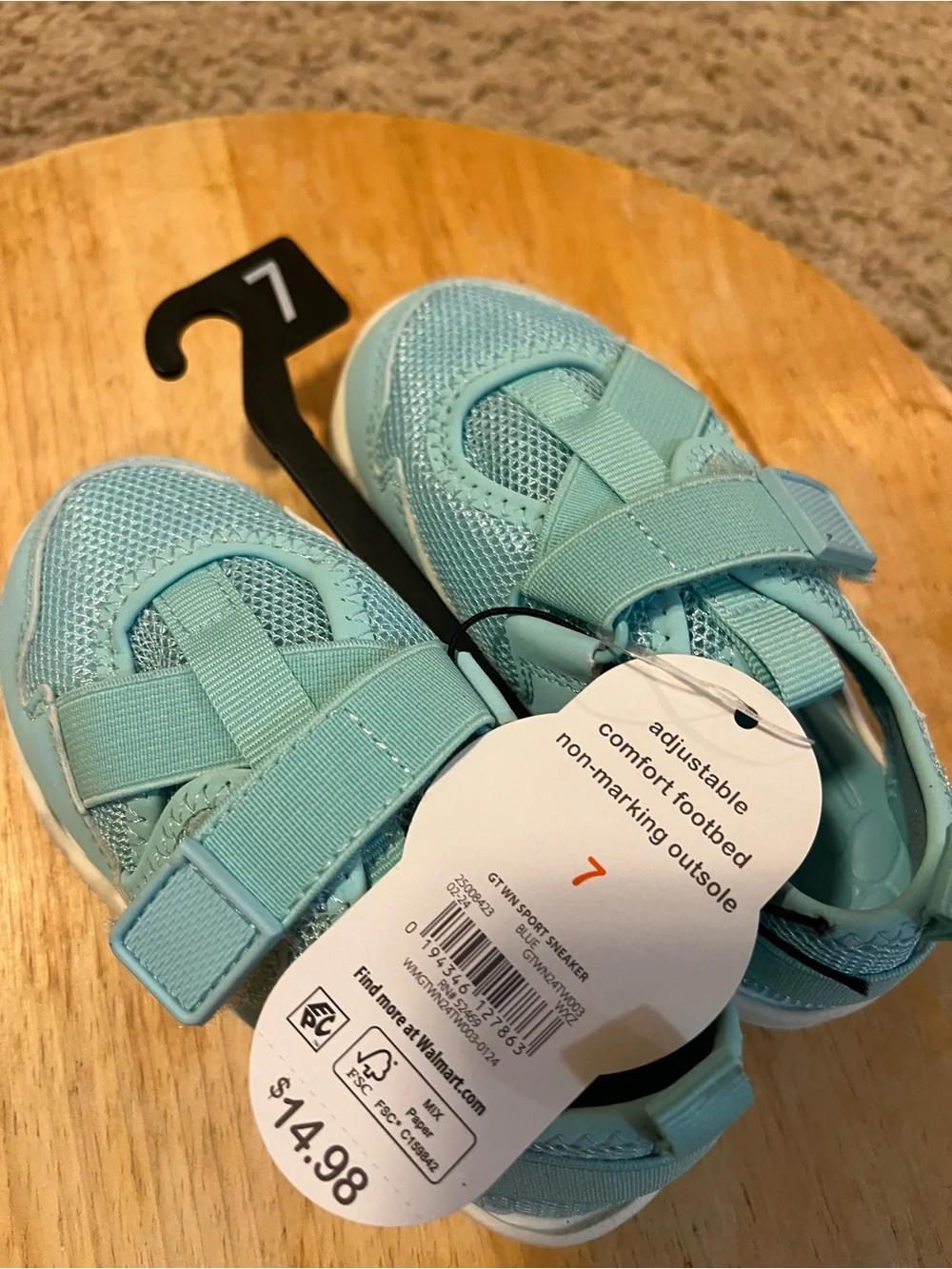 wonder nation Light Blue Hook-and-Loop Kids Sneakers